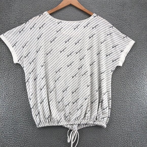 Maeve Anthropologie Womens Large White Graphic Bonjour Cinched Waist Shirt - Picture 3 of 10